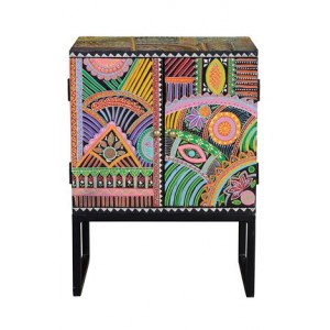 MUEBLE MANGO PINTADO A MANO   DOS PUERTAS 45 X 30 X 50 cm
